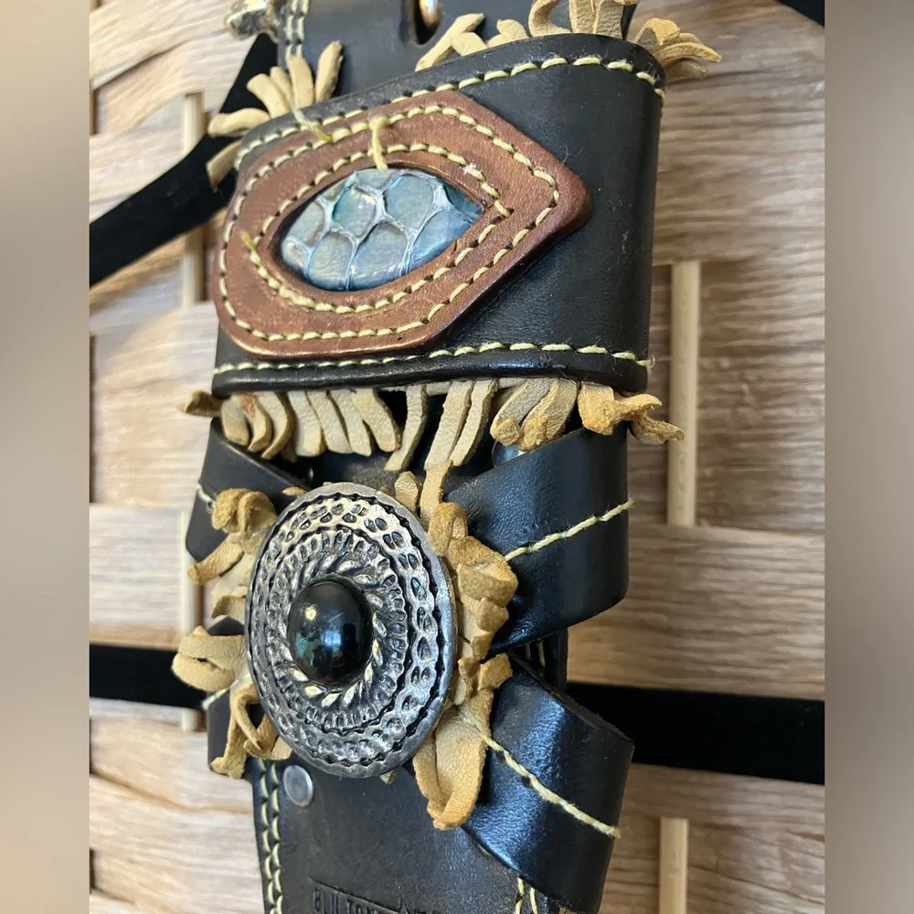 Vintage BluTang Leather & Reptile Skin Wide Belt